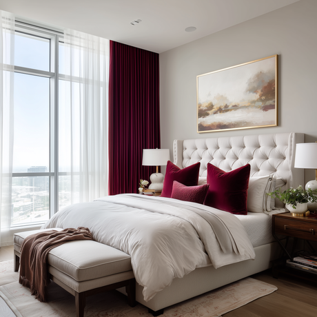 Burgundy Red Velvet Pencil Pleat Curtains