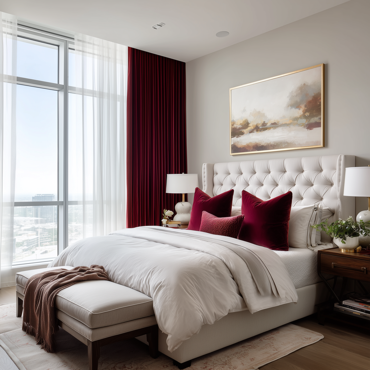 Wine Red Velvet Curtains