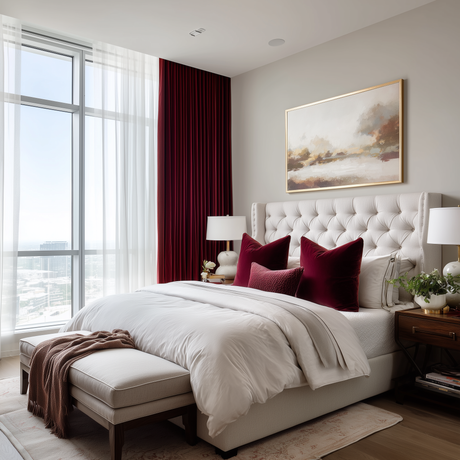 Dark Garnet Red Velvet Rod Pocket Curtains