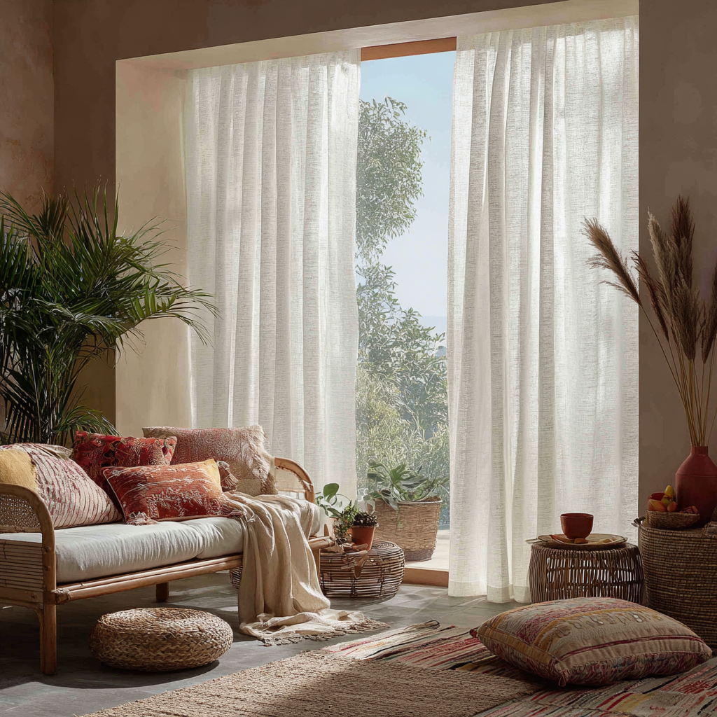 White Linen Sheer Curtain